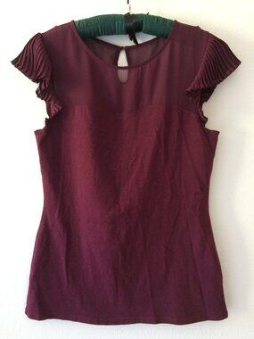 Express Burgundy Short Sleeve Blouse Size M